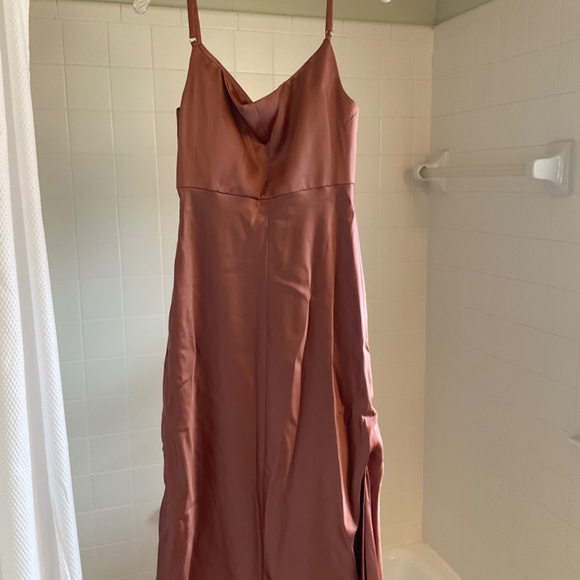 Revelry Skye Satin Midi Dress, Desert Rose, size 10 - Picture 9 of 10